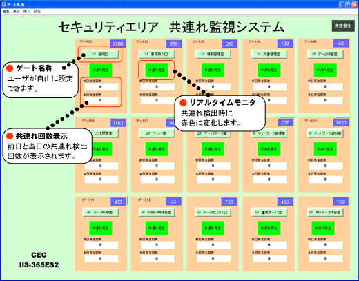 共連れ監視システム画面